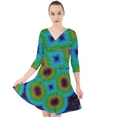 Kaleidoscope Art Unique Design Quarter Sleeve Front Wrap Dress by Vaneshart