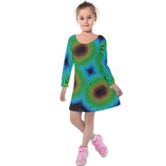 Kaleidoscope Art Unique Design Kids  Long Sleeve Velvet Dress by Vaneshart