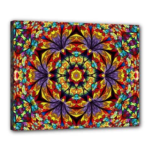 Geometric Pattern Kaleidoscope Art Mirror Image Mosaic Canvas 20  X 16  (stretched) by Vaneshart