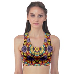 Geometric Pattern Kaleidoscope Art Mirror Image Mosaic Sports Bra by Vaneshart