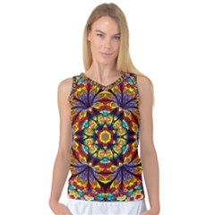 Geometric Pattern Kaleidoscope Art Mirror Image Mosaic Women s Basketball Tank Top by Vaneshart