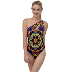 Geometric Pattern Kaleidoscope Art Mirror Image Mosaic To One Side Swimsuit by Vaneshart