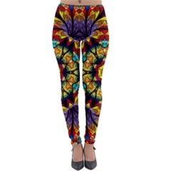 Geometric Pattern Kaleidoscope Art Mirror Image Mosaic Lightweight Velour Leggings by Vaneshart