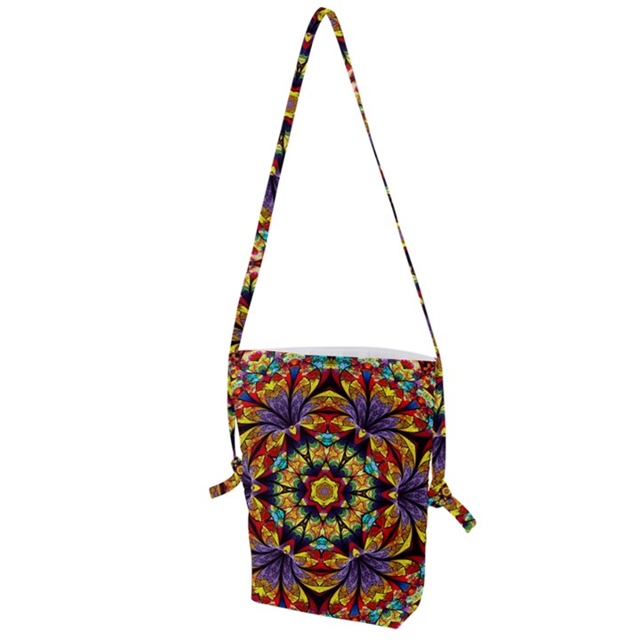 Geometric Pattern Kaleidoscope Art Mirror Image Mosaic Folding Shoulder Bag