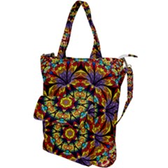 Geometric Pattern Kaleidoscope Art Mirror Image Mosaic Shoulder Tote Bag by Vaneshart