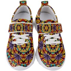 Geometric Pattern Kaleidoscope Art Mirror Image Mosaic Kids  Velcro Strap Shoes by Vaneshart