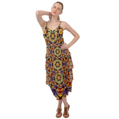 Geometric Pattern Kaleidoscope Art Mirror Image Mosaic Layered Bottom Dress