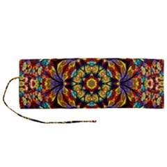 Geometric Pattern Kaleidoscope Art Mirror Image Mosaic Roll Up Canvas Pencil Holder (m)