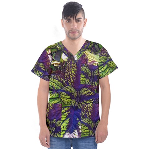 Dark Coleus Men s V-neck Scrub Top by Riverwoman