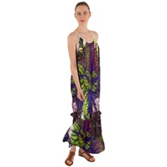 Dark Coleus Cami Maxi Ruffle Chiffon Dress by Riverwoman