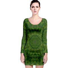 Fauna Nature Ornate Leaf Long Sleeve Bodycon Dress by pepitasart