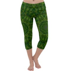 Fauna Nature Ornate Leaf Capri Yoga Leggings by pepitasart