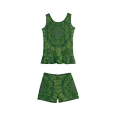 Fauna Nature Ornate Leaf Kids  Boyleg Swimsuit by pepitasart