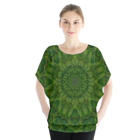 Fauna Nature Ornate Leaf Batwing Chiffon Blouse by pepitasart