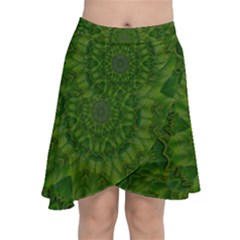 Fauna Nature Ornate Leaf Chiffon Wrap Front Skirt by pepitasart