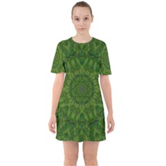 Fauna Nature Ornate Leaf Sixties Short Sleeve Mini Dress by pepitasart