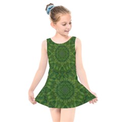 Fauna Nature Ornate Leaf Kids  Skater Dress Swimsuit by pepitasart