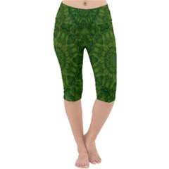 Fauna Nature Ornate Leaf Lightweight Velour Cropped Yoga Leggings by pepitasart