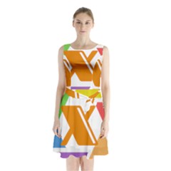 Xcoin Logo 200x200 Sleeveless Waist Tie Chiffon Dress