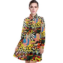 Ethnic Patchwork Long Sleeve Chiffon Shirt Dress by AyokaDesigns