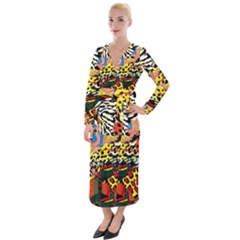 Ethnic Patchwork Velvet Maxi Wrap Dress by AyokaDesigns