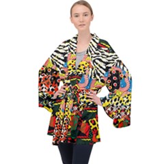 Ethnic Patchwork Long Sleeve Velvet Kimono  by AyokaDesigns