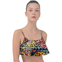 Ethnic Patchwork Frill Bikini Top