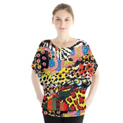 Ethnic Patchwork Batwing Chiffon Blouse