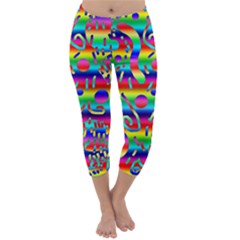 Rainbow Confetti Capri Winter Leggings  by bloomingvinedesign