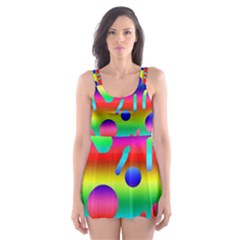 Rainbow Confetti Skater Dress Swimsuit by bloomingvinedesign