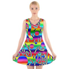 Rainbow Confetti V-neck Sleeveless Dress by bloomingvinedesign