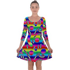 Rainbow Confetti Quarter Sleeve Skater Dress by bloomingvinedesign