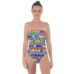 Rainbow Confetti Tie Back One Piece Swimsuit by bloomingvinedesign