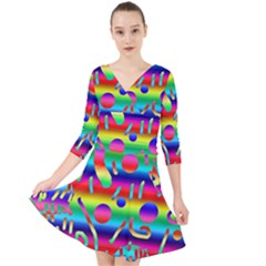 Rainbow Confetti Quarter Sleeve Front Wrap Dress by bloomingvinedesign