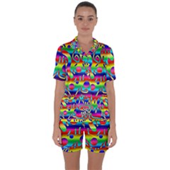 Rainbow Confetti Satin Short Sleeve Pyjamas Set by bloomingvinedesign