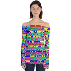 Rainbow Confetti Off Shoulder Long Sleeve Top by bloomingvinedesign