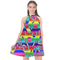 Rainbow Confetti Halter Neckline Chiffon Dress  by bloomingvinedesign