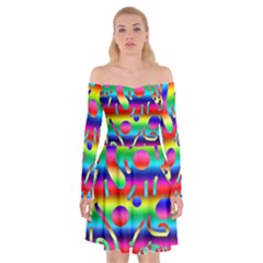 Rainbow Confetti Off Shoulder Skater Dress by bloomingvinedesign