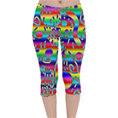 Rainbow Confetti Velvet Capri Leggings  by bloomingvinedesign