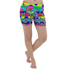 Rainbow Confetti Lightweight Velour Yoga Shorts by bloomingvinedesign