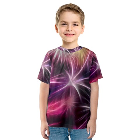 Fireworks Rocket Night Lights Flash Kids  Sport Mesh Tee by Bajindul