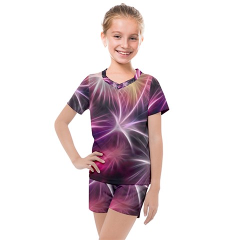 Fireworks Rocket Night Lights Flash Kids  Mesh Tee And Shorts Set by Bajindul