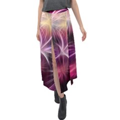 Fireworks Rocket Night Lights Flash Velour Split Maxi Skirt