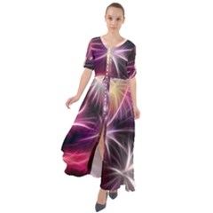 Fireworks Rocket Night Lights Flash Waist Tie Boho Maxi Dress