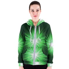 Green Blast Background Women s Zipper Hoodie