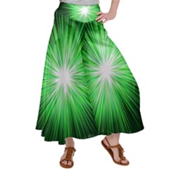 Green Blast Background Satin Palazzo Pants by Mariart