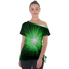 Green Blast Background Tie-up Tee