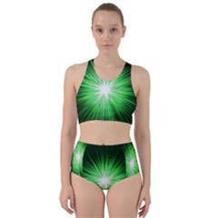 Green Blast Background Racer Back Bikini Set