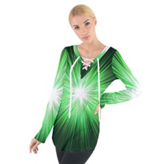 Green Blast Background Tie Up Tee by Mariart