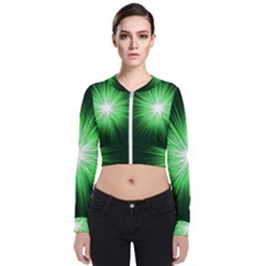 Green Blast Background Long Sleeve Zip Up Bomber Jacket